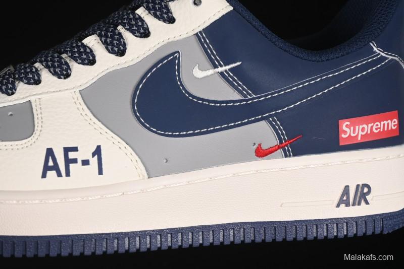 Nike Air Force 1 '07 Low Supreme Collaboration Grey Blue Casual Sneakers - HH7518-054