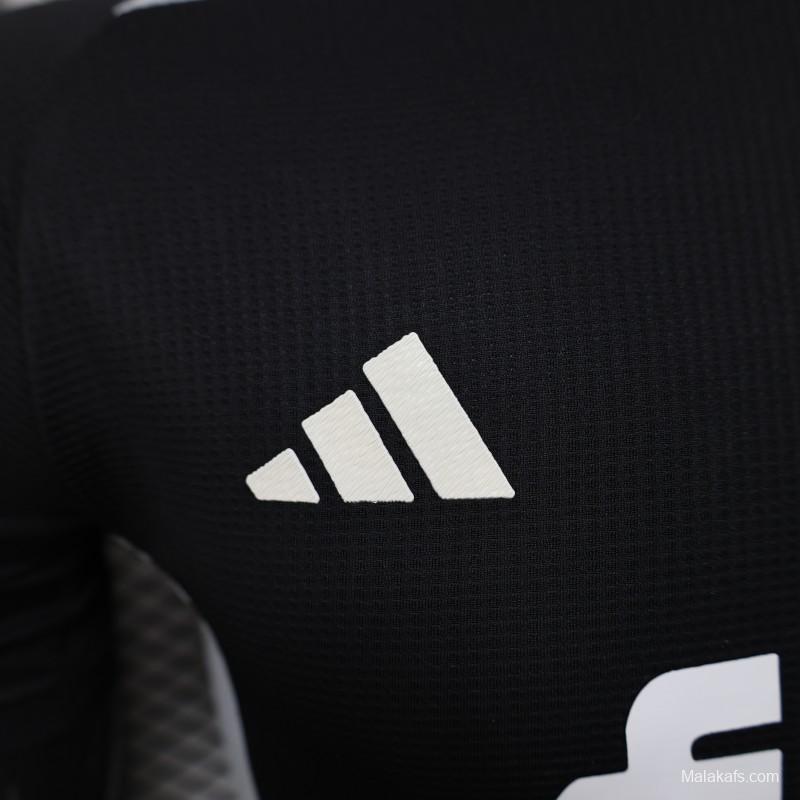 Player Version 2025 Algeria Black with White Arabic Sponsor Jersey