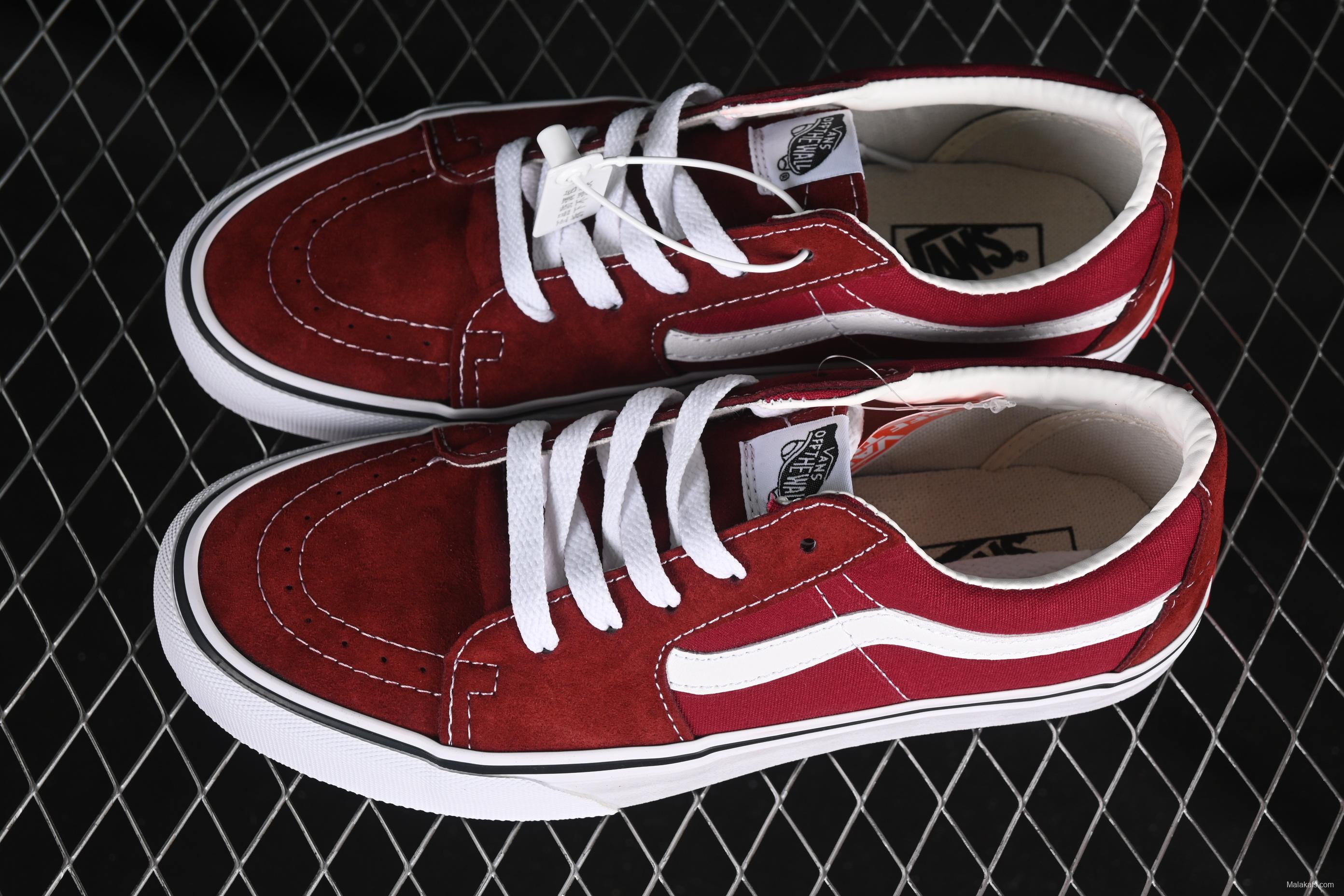 Vans Sk8-Low Burgundy Anti-Slip Casual Skate Shoes - VN0A4UUK5U7