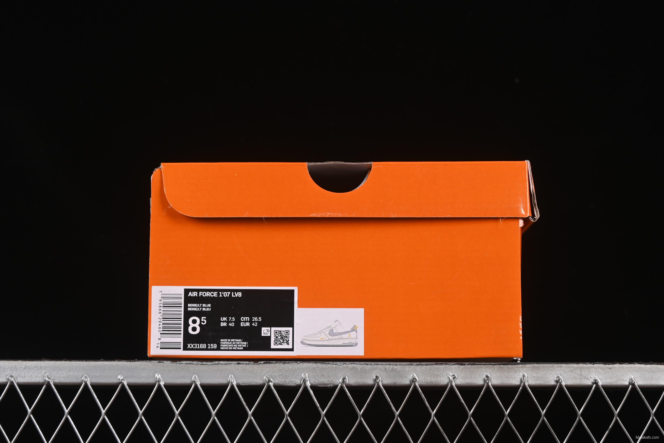 Nike Air Force 1'07 Low LV Collaboration Print Small Gold Swoosh Casual Sneakers - XX3168-159