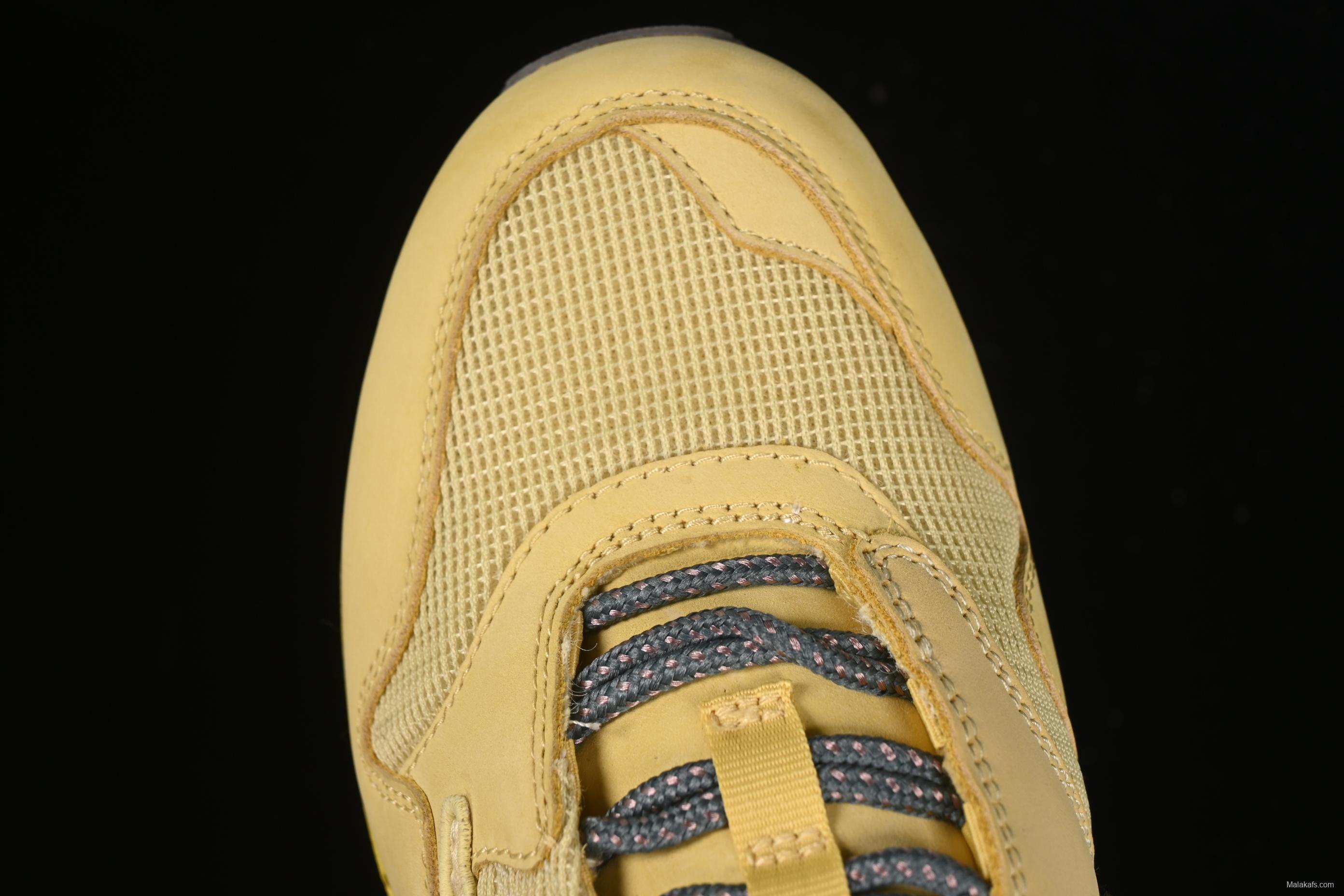 Nike Air Max 1 Travis Scott Collaboration Retro Running Shoes in Wheat Color with Reverse Swoosh - DO9392-700