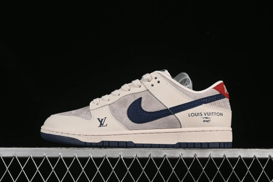 Nike SB Dunk Low LV Collaboration Blue Snake Swoosh Anniversary High-End Custom Low-Top Casual Skate Shoes - XX3168-122