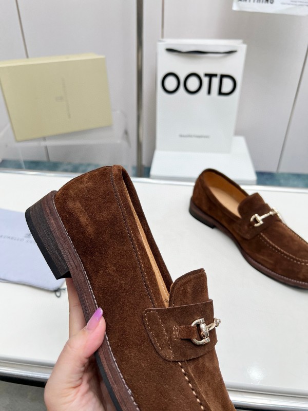 2024 Men Brunello Cucinelli Brown Suede Leather Loafers MJ00480