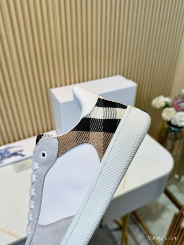 2024 Men Burberry White Beige Classic Cotton Casual Shoes MJ00320
