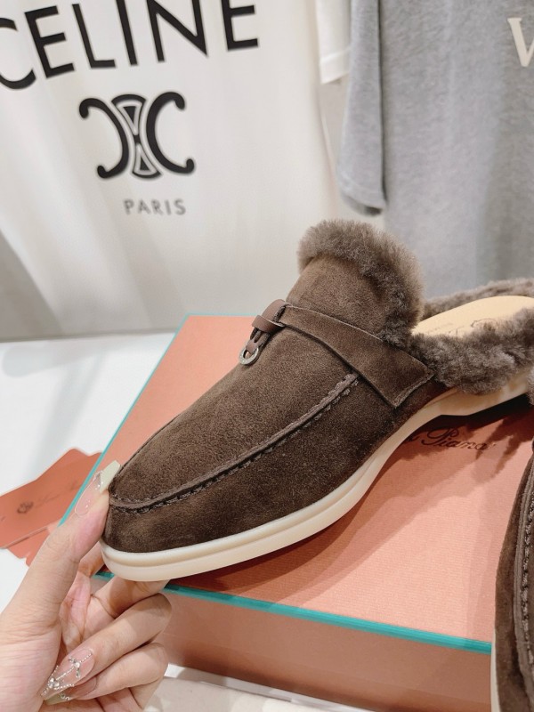 2024 Women LP Brown Suede Shearling Loafers MJ00300