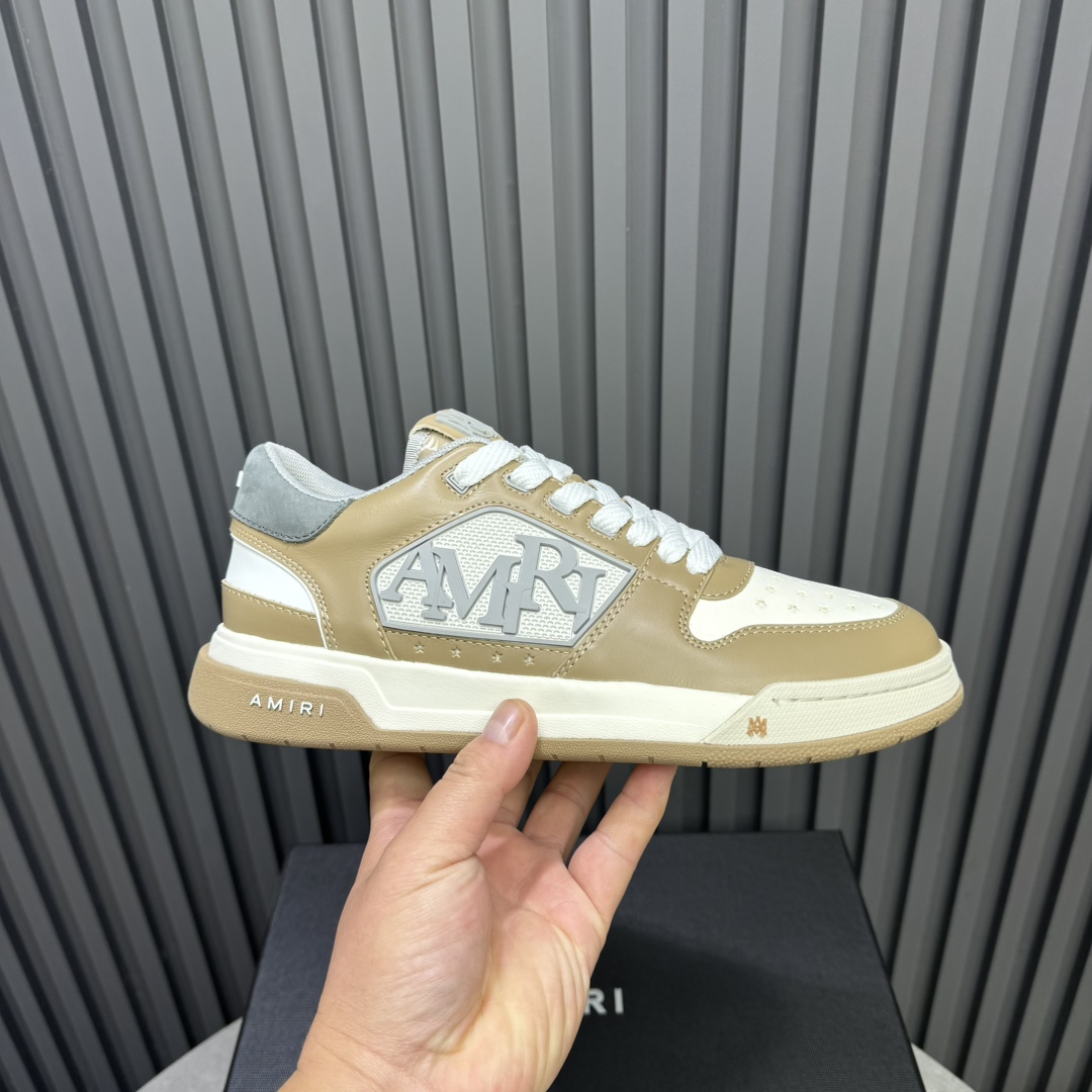 2025 Unisex Amiri Beige White Leather Sneakers MJ00360