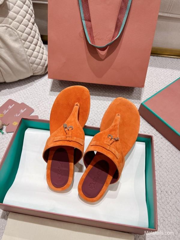 2025 LP Orange Suede Slippers LY00250