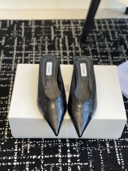 2025 Women Toteme Black Leather Mules