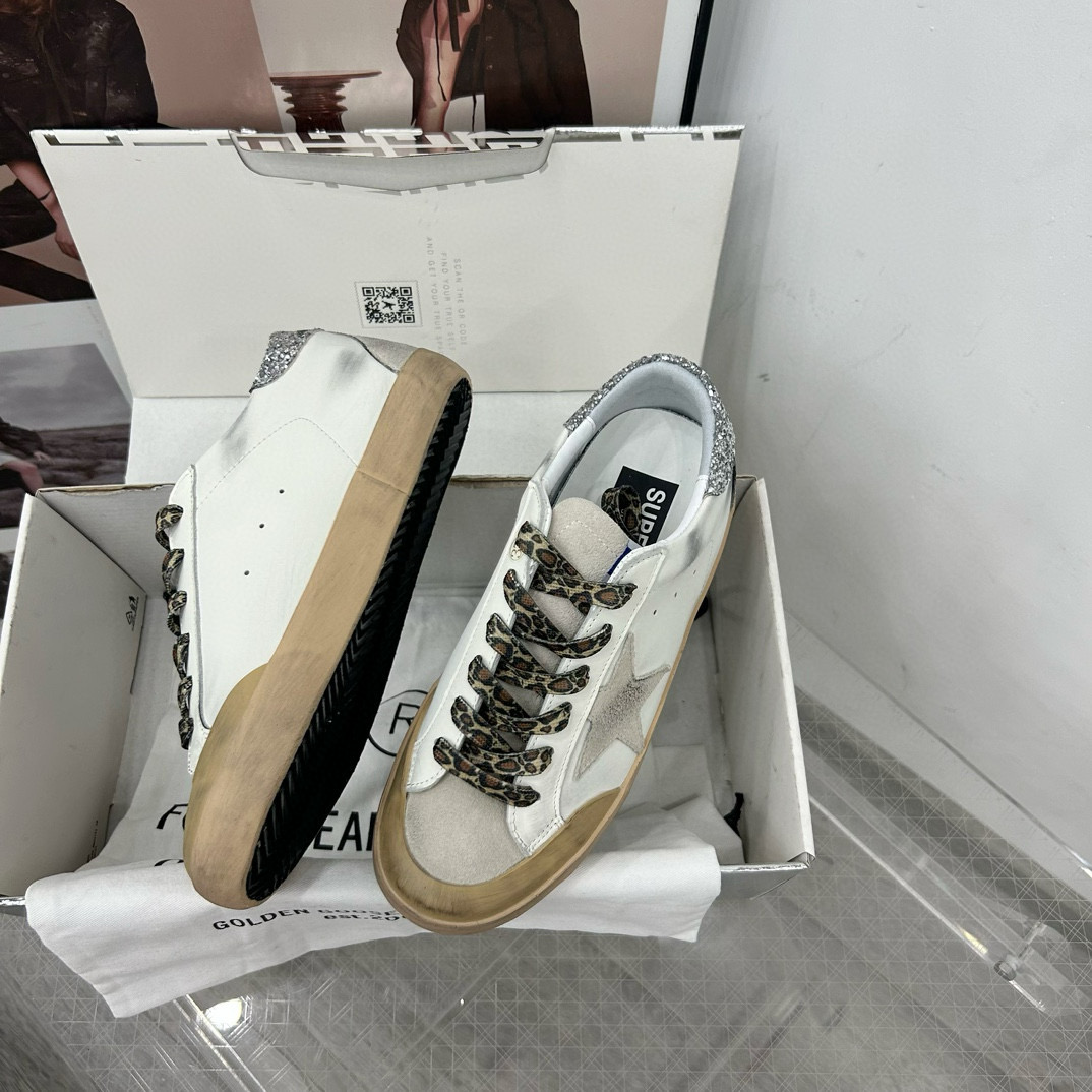 2025 Women GGDB White Grey Leather Sneakers