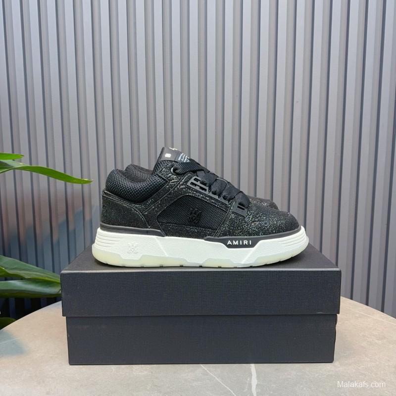 2024 Men Amiri Black Mesh Leather Sneakers MJ00360