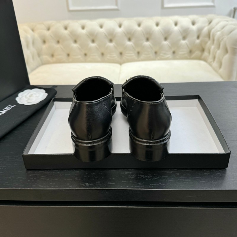 2025 Women Chanel Black Leather Loafer KFY00310