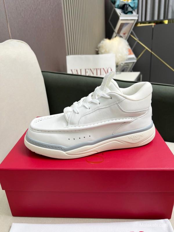 2025 Unisex Valentino White Leather Sneakers RUNBOOT LY00390