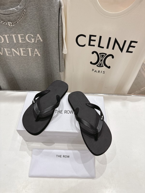2025 Unisex The Row Black Rubber Flip Flop Minimalist Design Casual Beach Sandals KFY00160