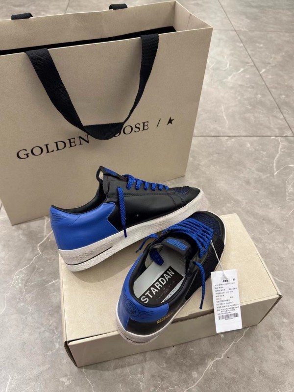 2024 Unisex GGDB Black Blue Leather Mesh Low Top Sneakers MJ00260