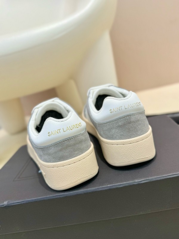 2024 Unisex Yves Saint Laurent White Grey Suede Leather Mesh Sneaker MJ00350