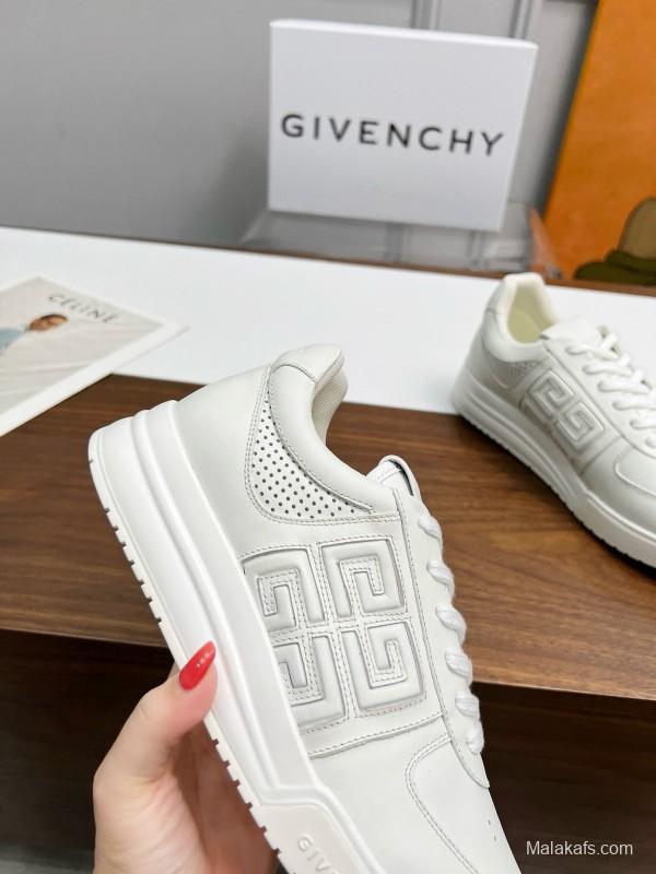2024 Unisex Givenchy White Silk Calf Leather Patent Leather Sneakers MJ00380