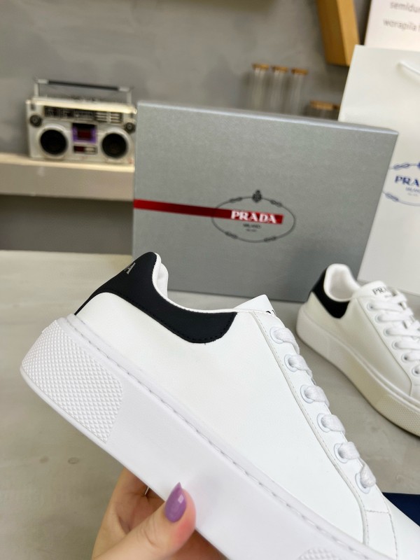 2024 Unisex Prada White Black Leather Sneakers MJ00310