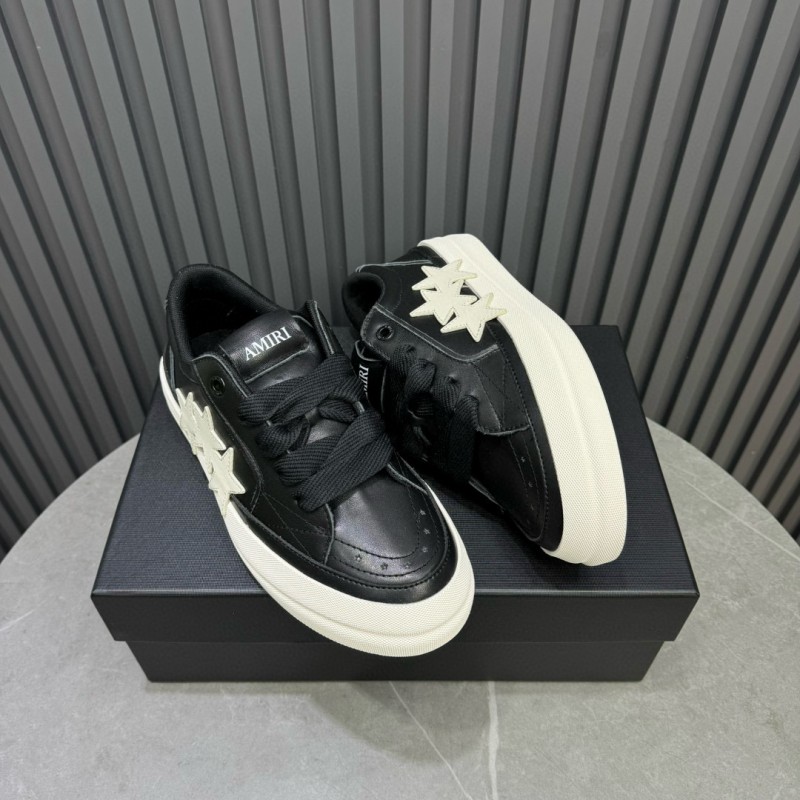 2024 Unisex Amiri Black White Leather Sneakers MJ00300