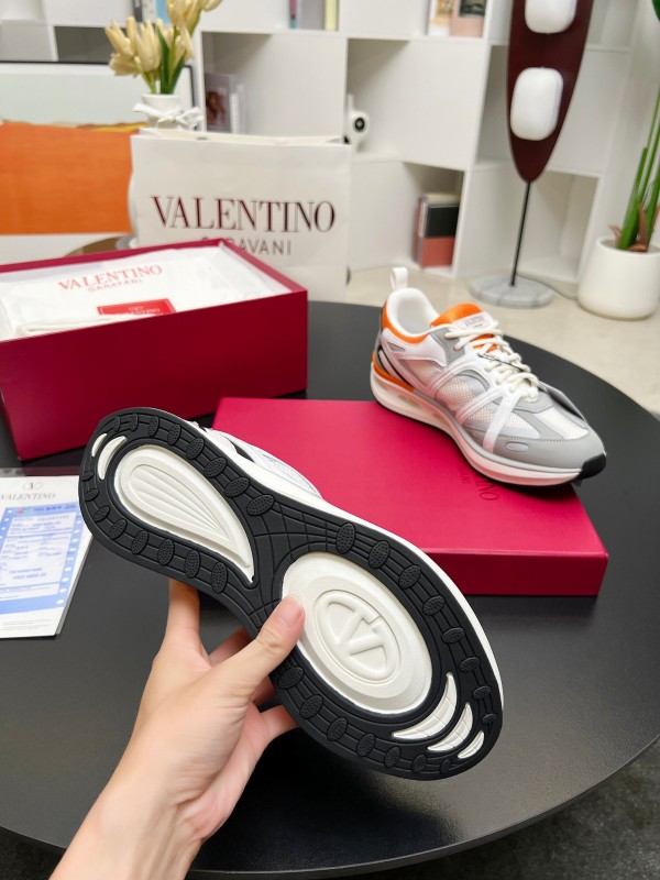 2025 Unisex Valentino White Orange Grey Mesh Fabric Sneakers Vlogo Welding LY00410