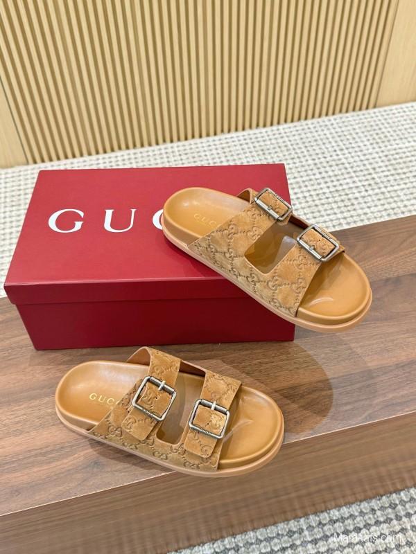 2025 Women Gucci Beige Leather Sandals LY00260