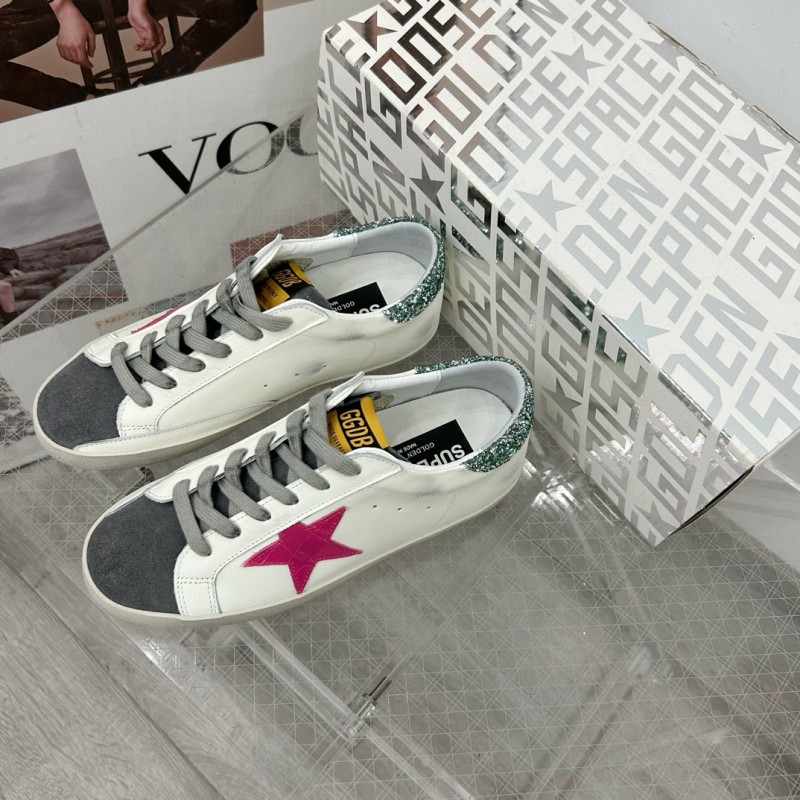 2025 Women GGDB White Pink Grey Glitter Leather Suede Sneakers