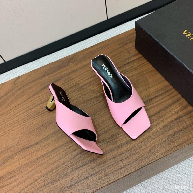 2025 Slippers VERSACE Pink Patent Leather Slippers