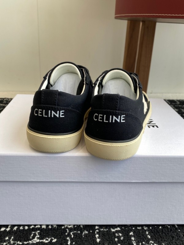 2025 Women Celine Black White Canvas Sneakers CR-03