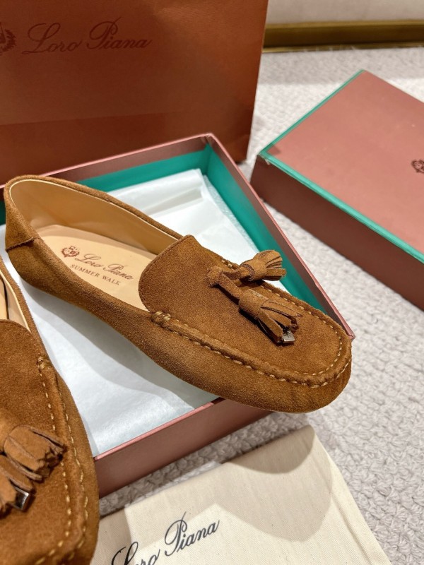 2025 Women LP Brown Suede Loafers Tassel LY00291