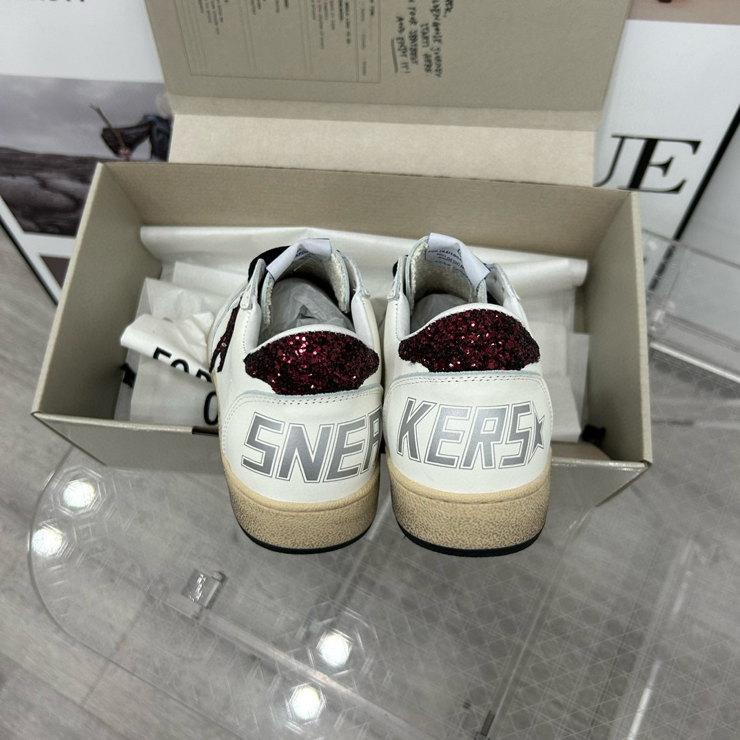 2024 Unisex GGDB White Burgundy Leather Sneakers MJ00260
