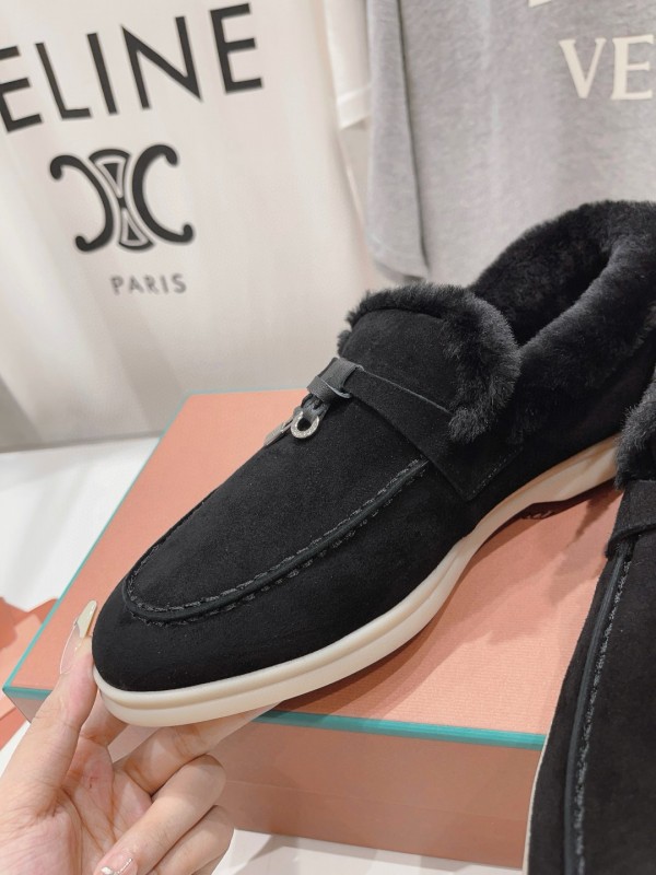 2024 Unisex Le Parmentier Black Suede Leather Wool Loafers MJ00310