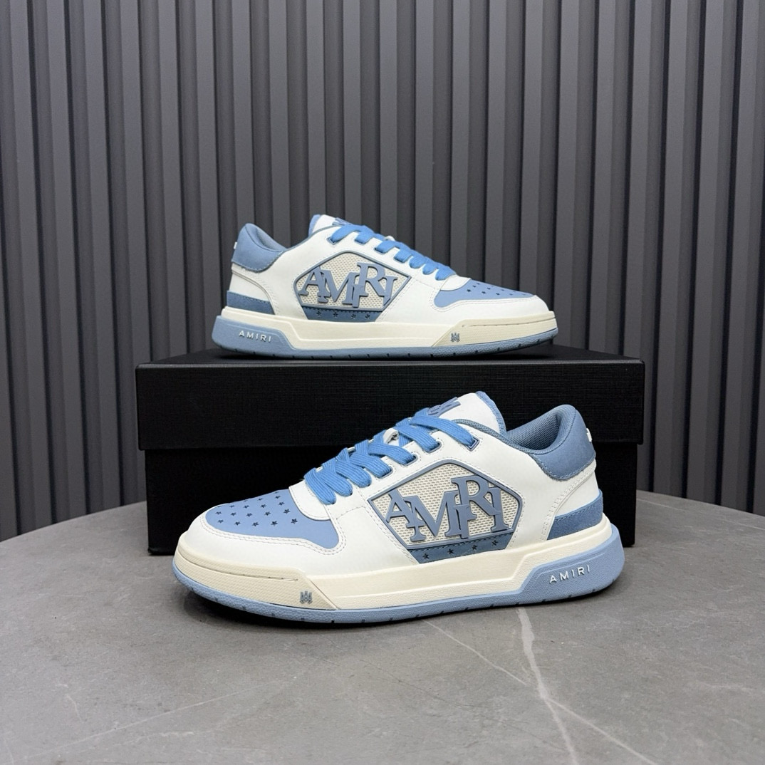 2024 Unisex Amiri Blue White Leather Sneakers MJ00360