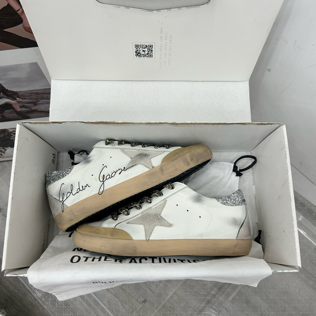 2025 Women GGDB White Grey Leather Sneakers