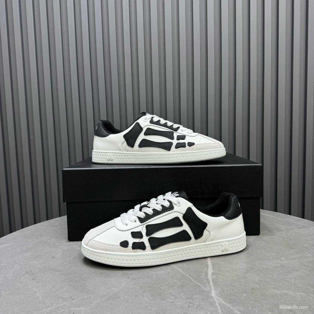 2024 Unisex Amiri White Black Leather Sneakers MJ00300