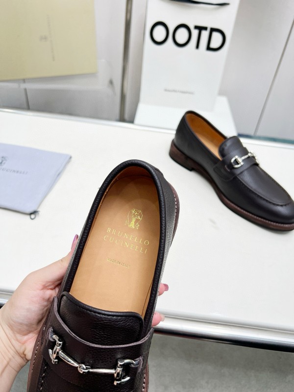 2024 Men Brunello Cucinelli Black Leather Loafers