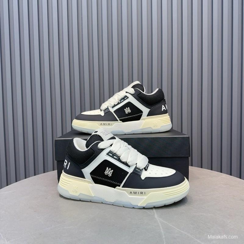 2024 Unisex Amiri Black White Leather Sneakers MJ00360