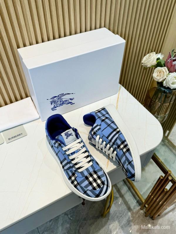 2024 Men Burberry Blue Black White Cotton Casual Shoes MJ00320