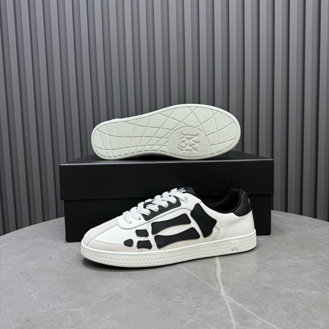2024 Unisex Amiri White Black Leather Sneakers MJ00300