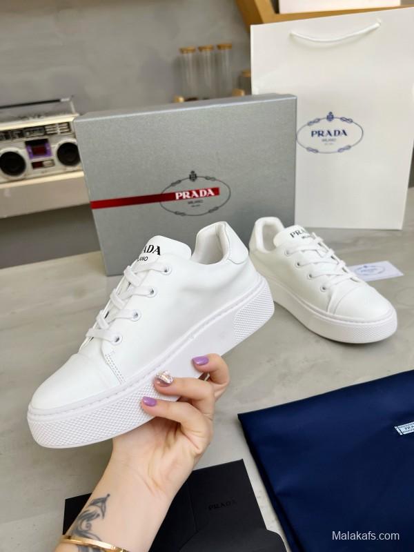 2024 Unisex Prada White Calfskin Leather Sneakers MJ00310