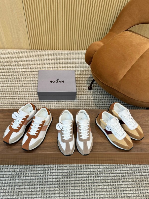2025 Men HOGAN Beige White Burgundy Suede Leather Sneakers