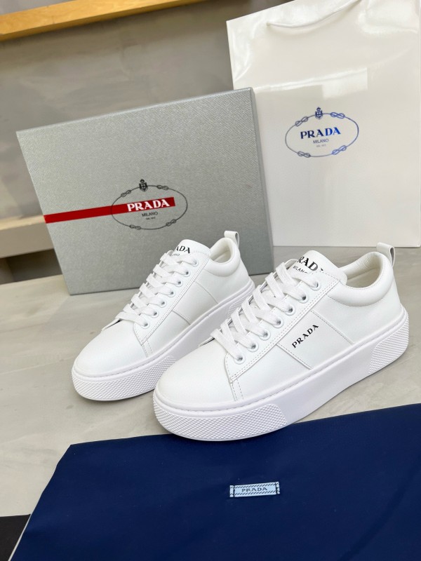 2024 Unisex Prada White Leather Sneakers MJ00310