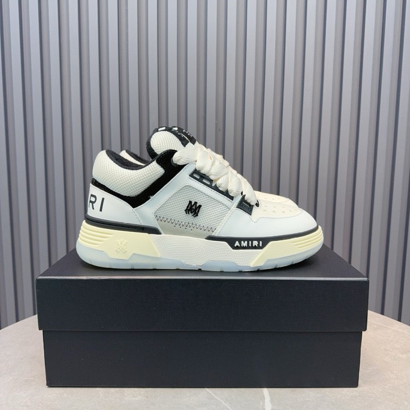 2024 Unisex Amiri White Black Leather Sneakers MJ00360