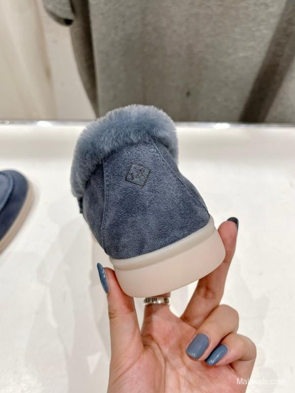 2024 Women LP Blue Suede Shearling Loafers MJ00300