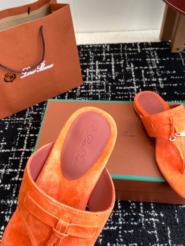 2025 Women Le Parmentier Orange Suede Slippers KFY00280