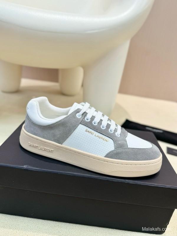 2024 Unisex Yves Saint Laurent White Grey Suede Leather Mesh Sneaker MJ00350