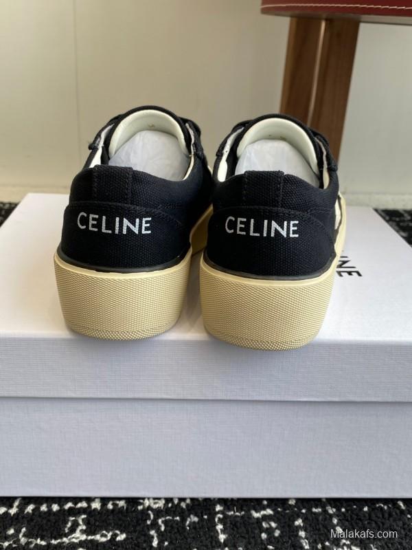 2025 Women Celine Black Canvas Sneakers CR-03