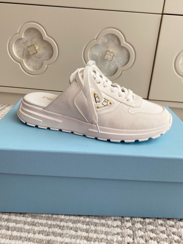 2025 Women Prada White Leather Sneakers LY00290