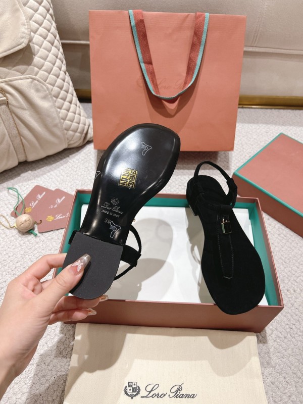 2025 Women LP Black Suede Sandals LY00000
