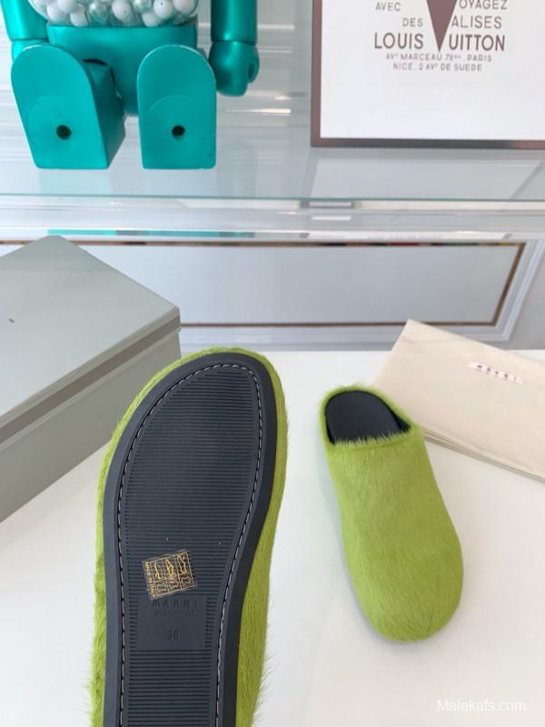 2024 Slippers Marni Green Horsehair Slippers