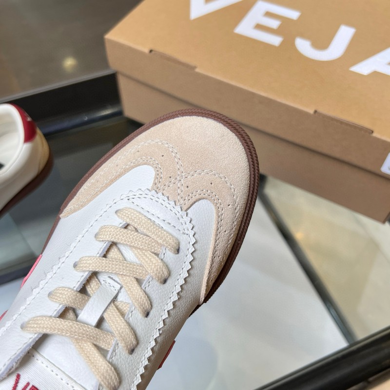 2025 Women VEJA White Red Suede Leather Low Top Sneakers