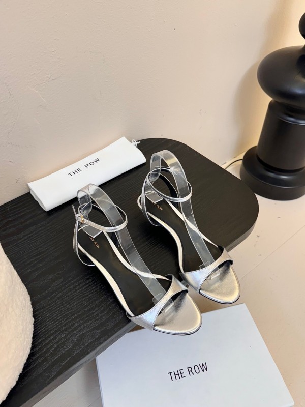 2025 Women The Row Silver Leather Sandals
